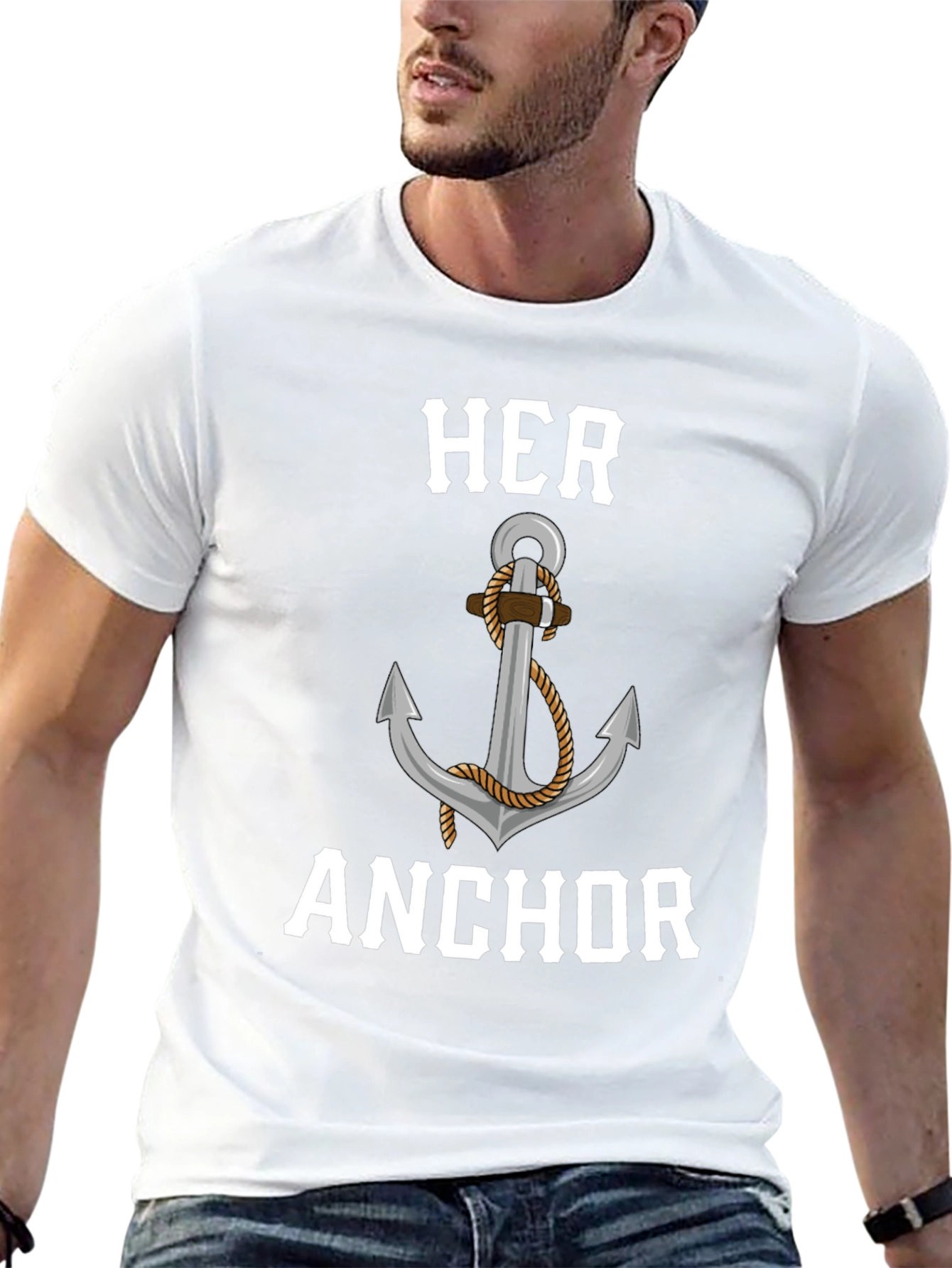 Her Anchor Graphic Tee - Matching Couples Design