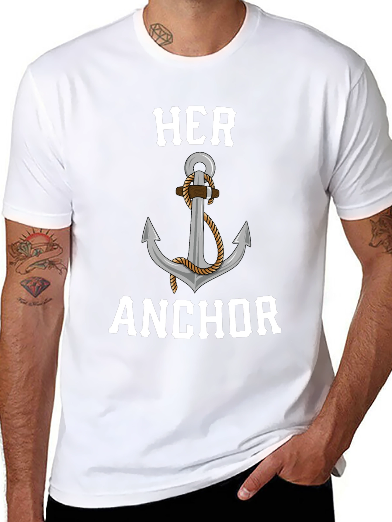Her Anchor Graphic Tee - Matching Couples Design