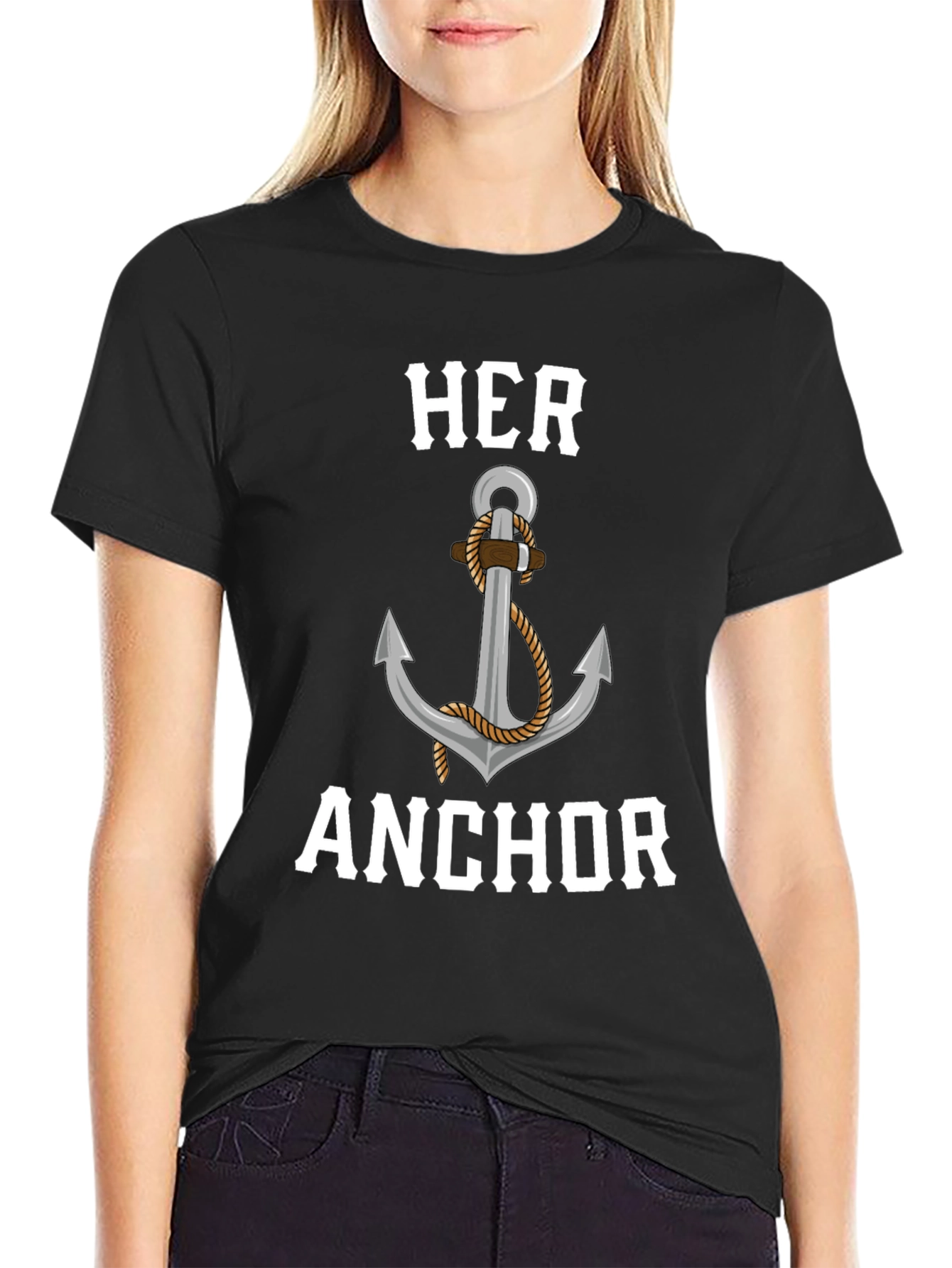 Her Anchor Graphic Tee - Matching Couples Design