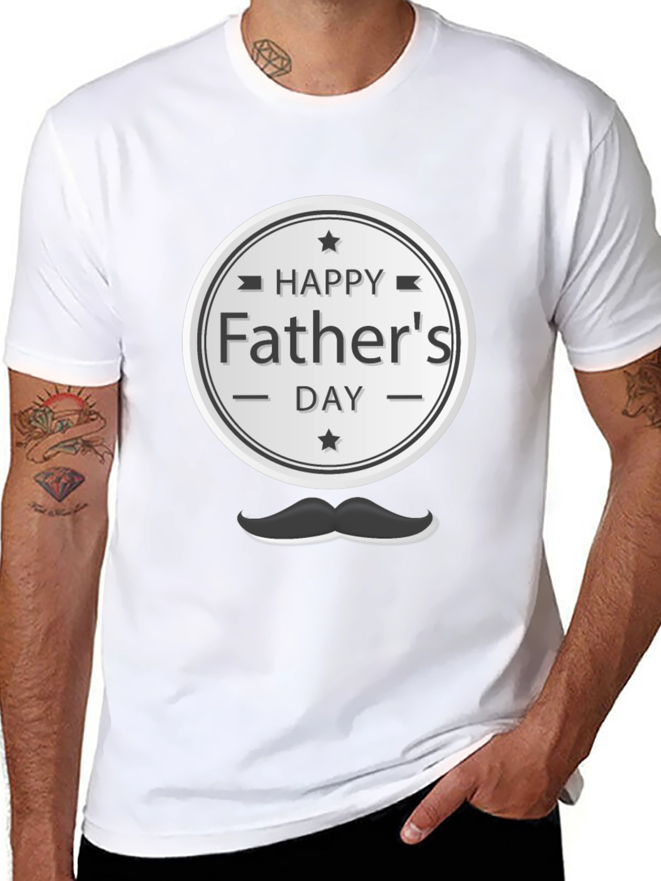 Happy Fathers Day T-Shirt - Mustache Design