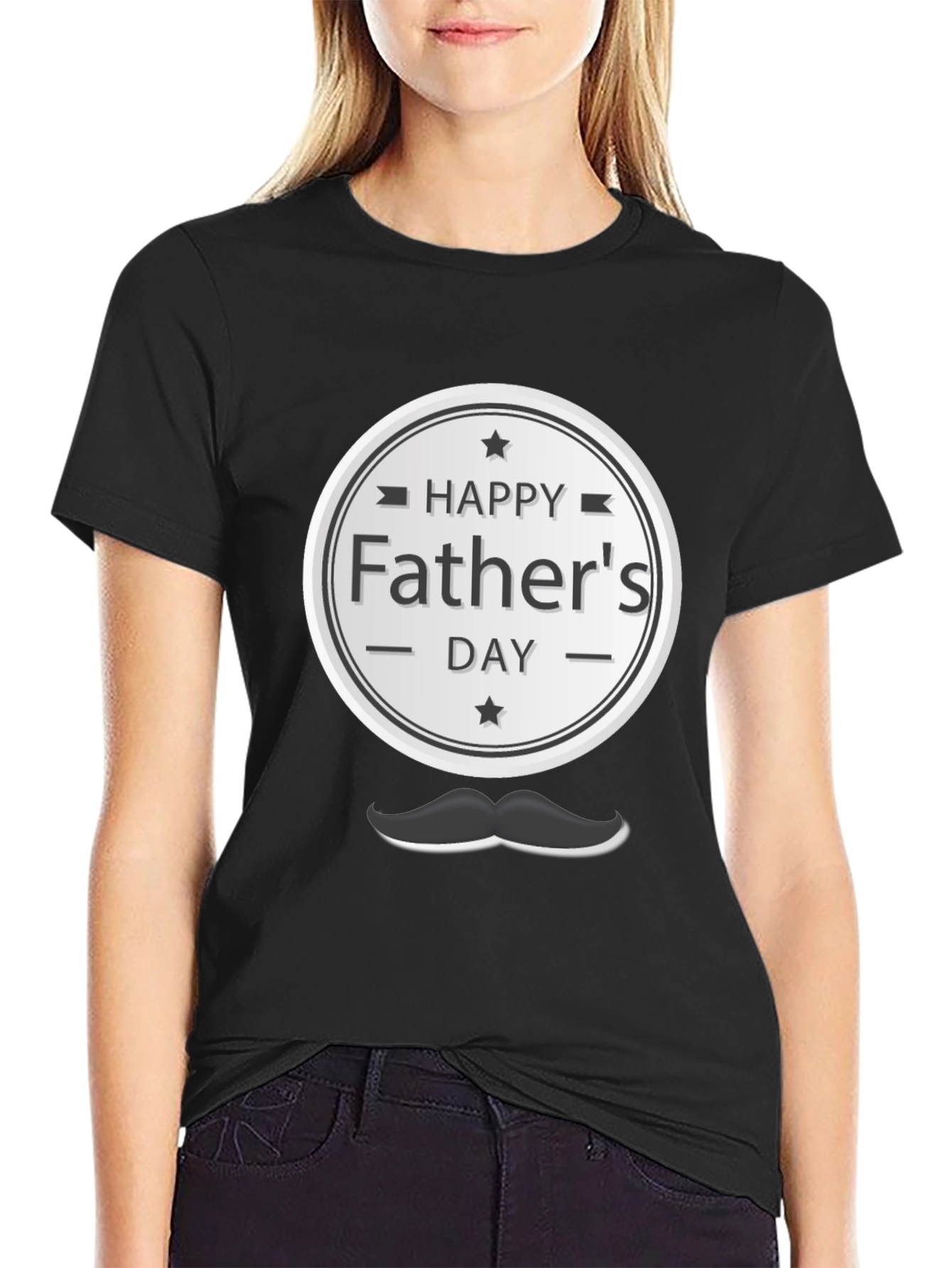 Happy Fathers Day T-Shirt - Mustache Design