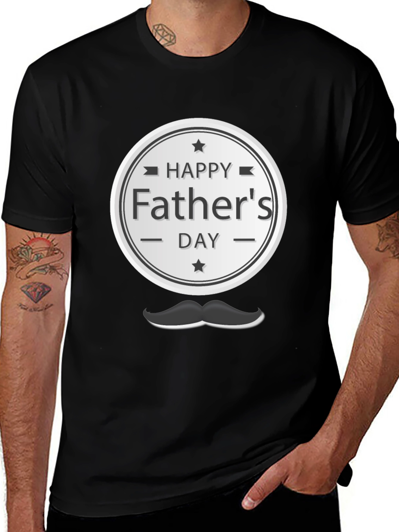 Happy Fathers Day T-Shirt - Mustache Design