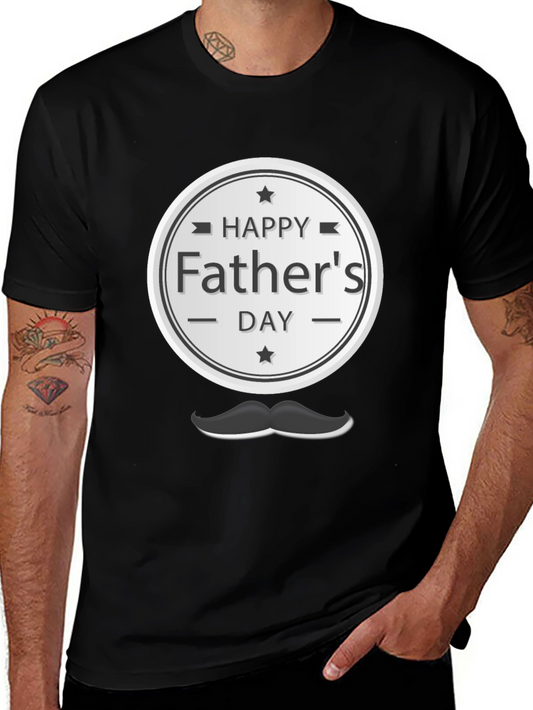 Happy Fathers Day T-Shirt - Mustache Design