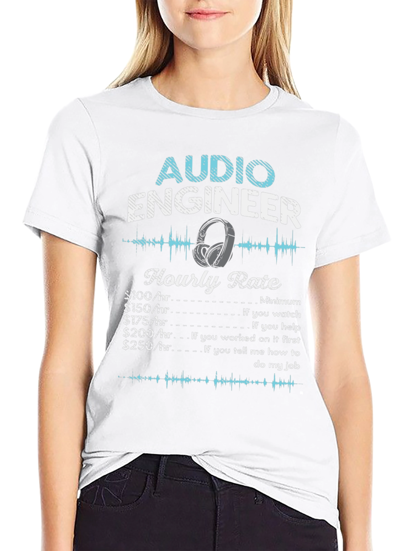 Audio Engineer Hourly Rate Black T-Shirt