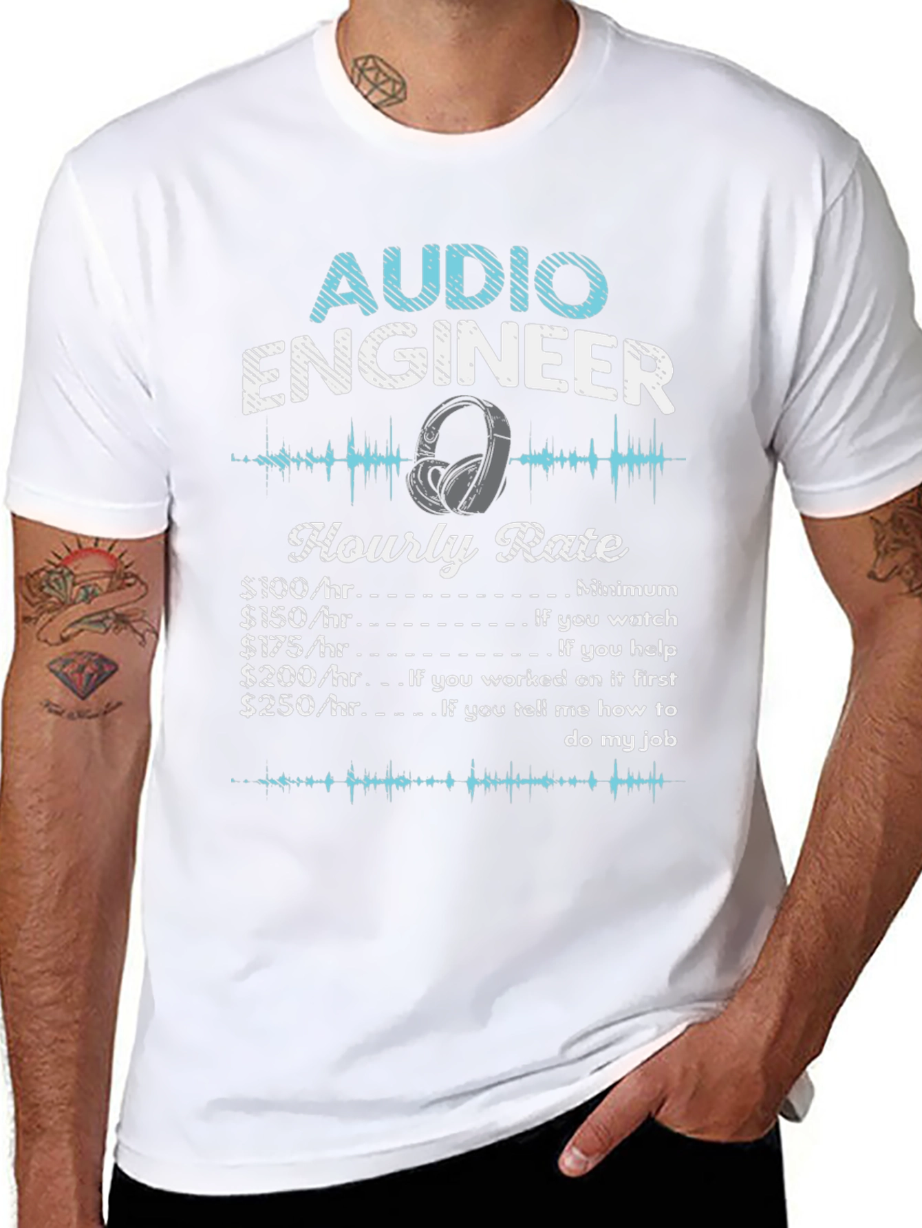 Audio Engineer Hourly Rate Black T-Shirt