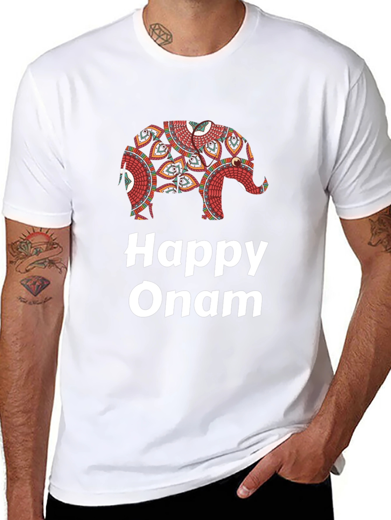 Happy Onam Elephant Graphic T-Shirt