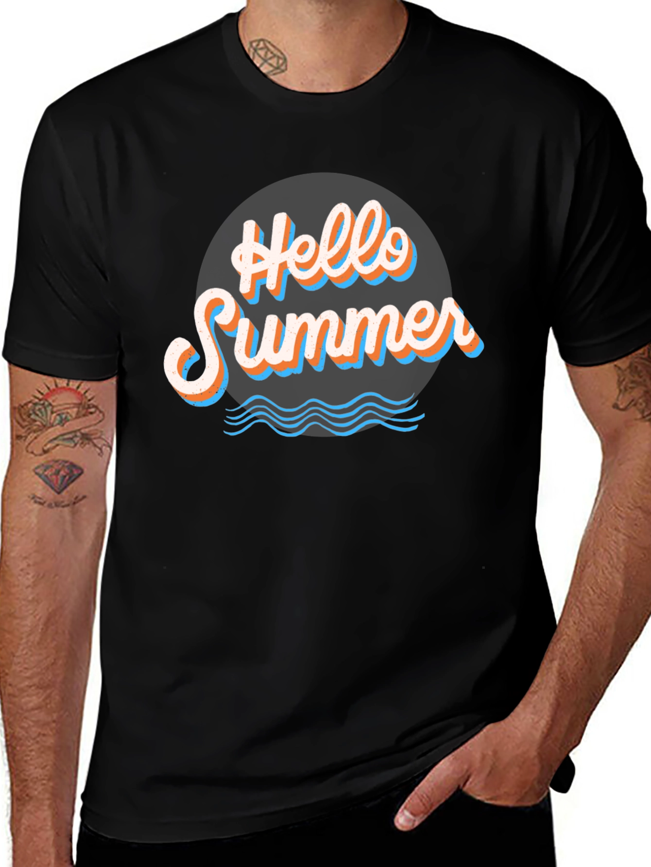 Hello Summer Black Graphic Tee
