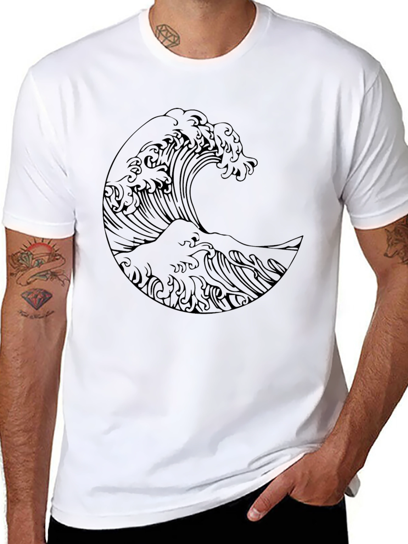 Great Wave Graphic Tee - Stylish Black T-Shirt