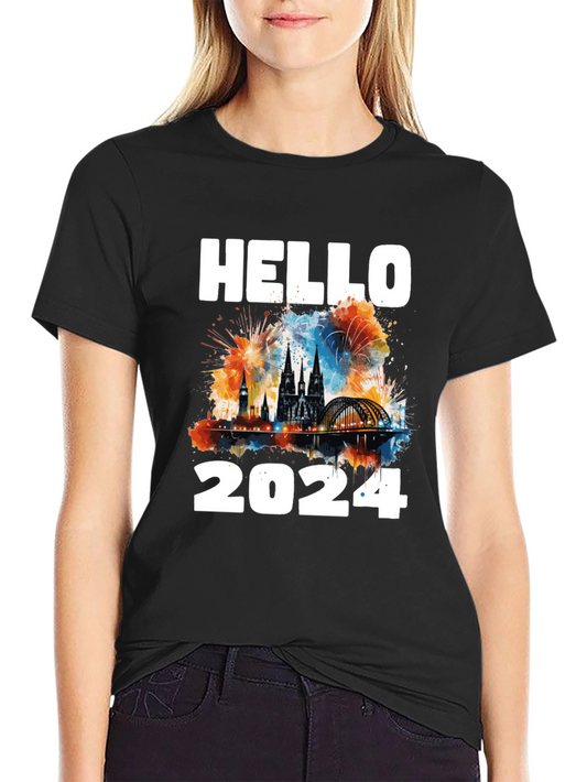 Hello 2024 Graphic Tee - New Year Celebration Shirt