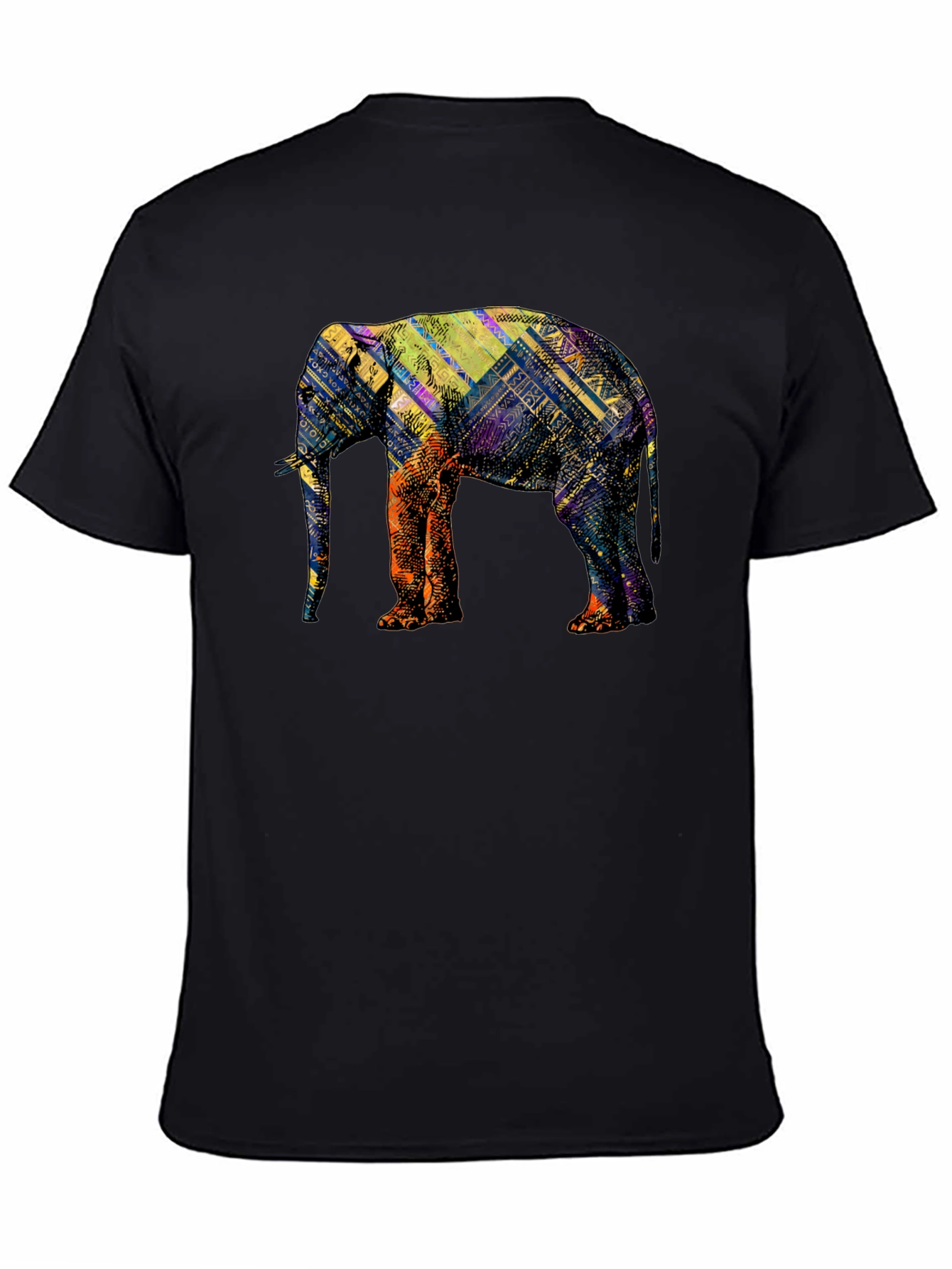 Abstract Elephant Graphic Black T-Shirt