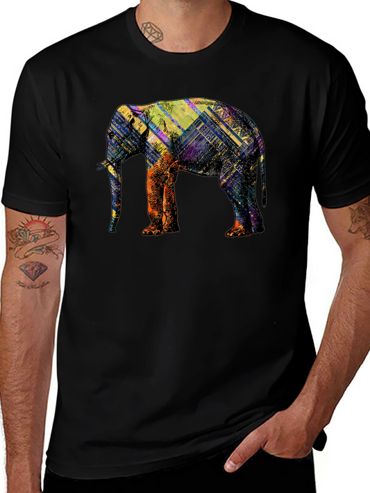 Abstract Elephant Graphic Black T-Shirt