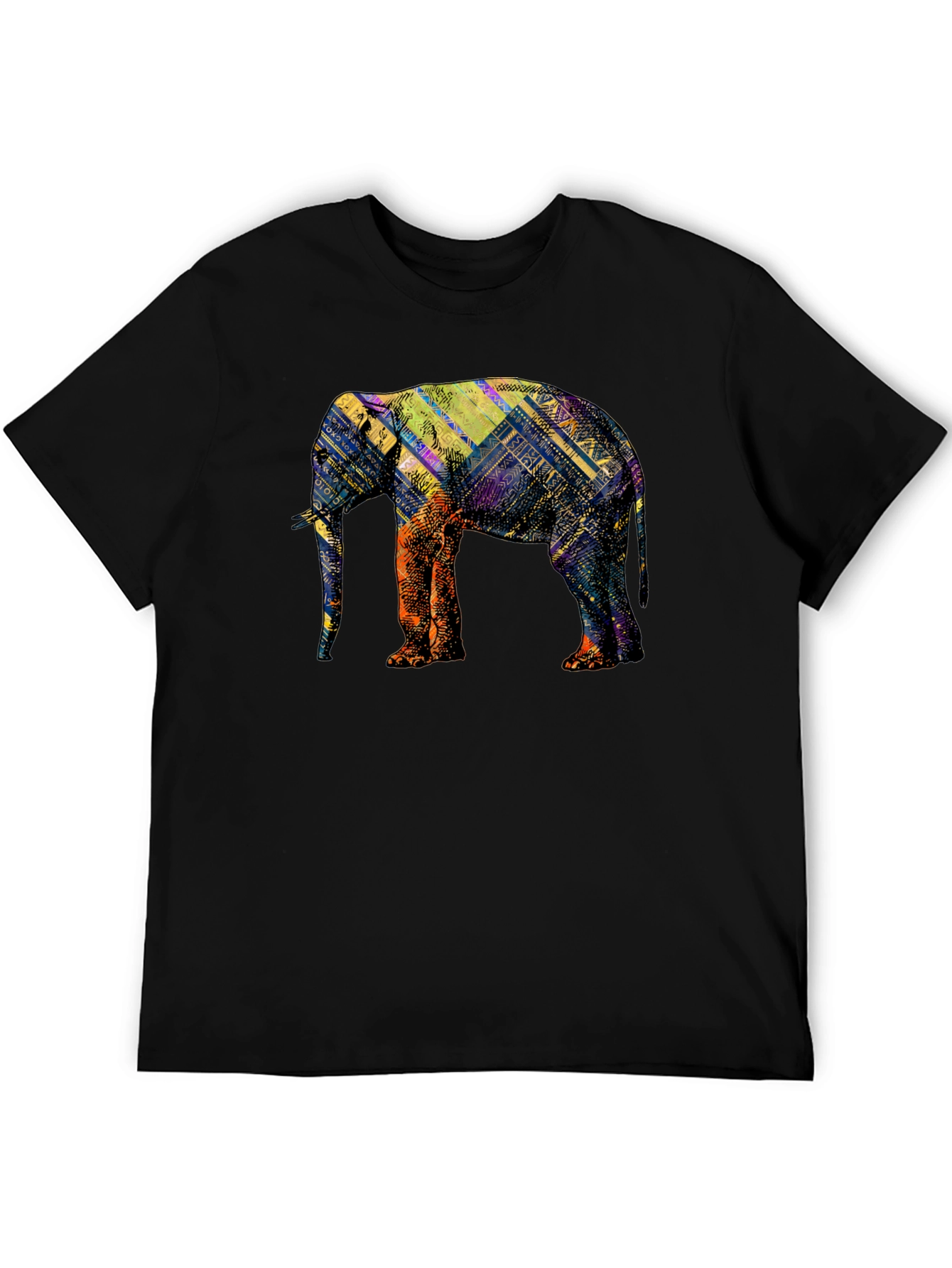 Abstract Elephant Graphic Black T-Shirt