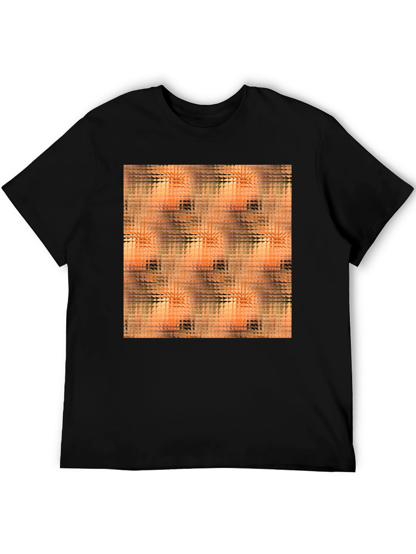 Geometric Triangle Pattern Black T-Shirt