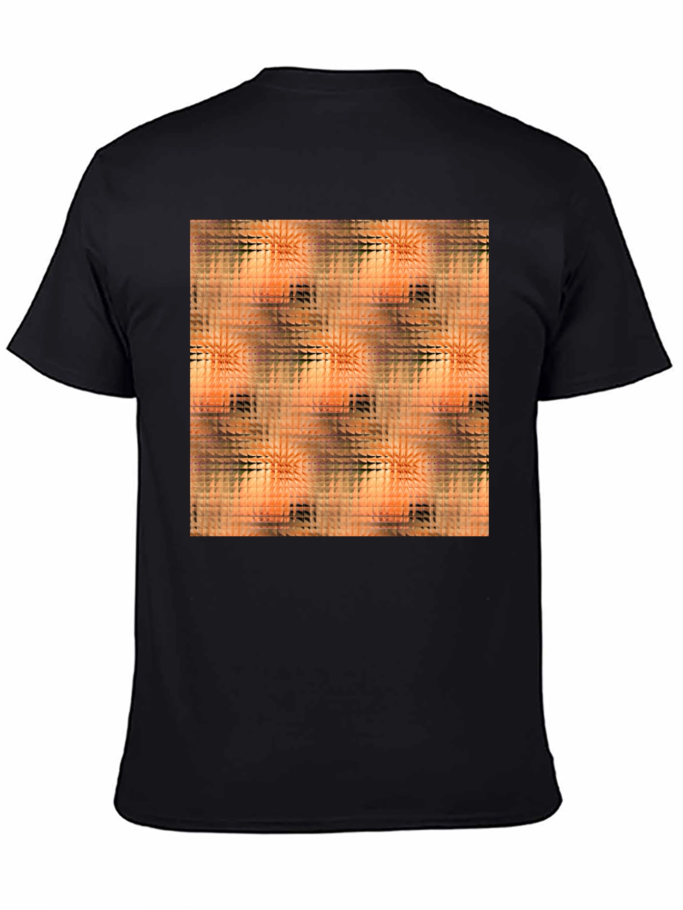 Geometric Triangle Pattern Black T-Shirt