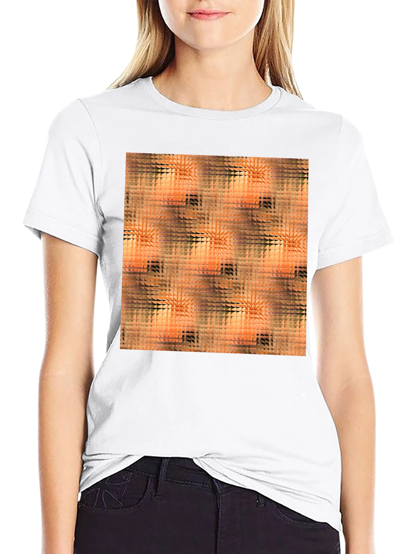 Geometric Triangle Pattern Black T-Shirt