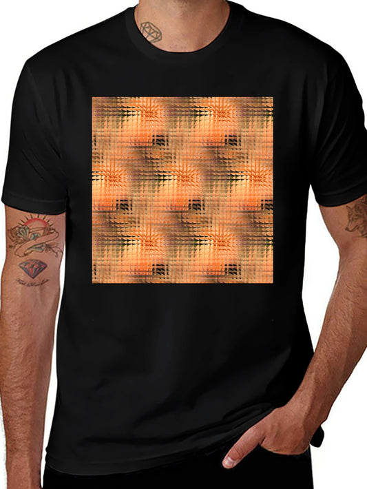Geometric Triangle Pattern Black T-Shirt