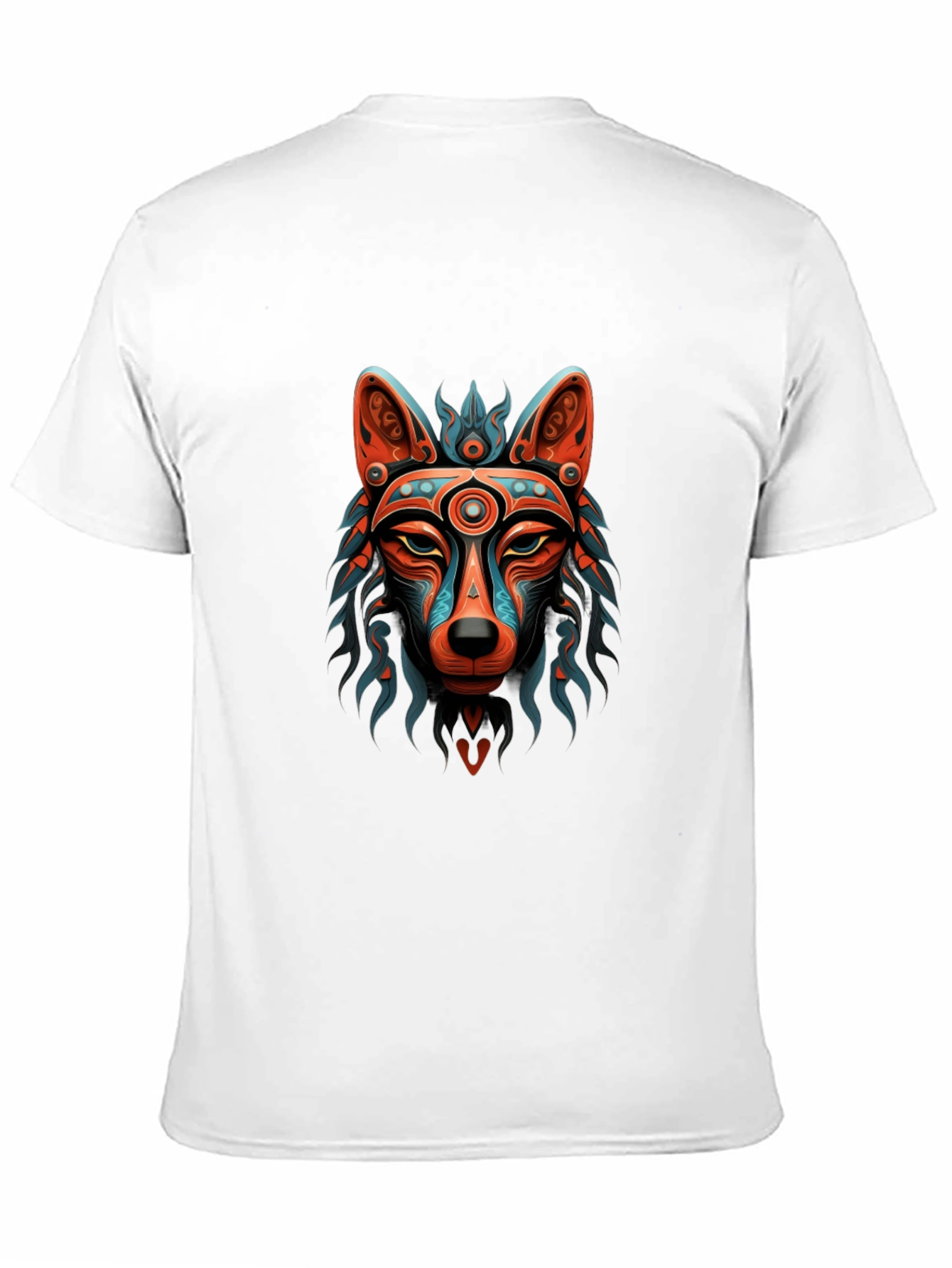 Aztec Wolf Graphic Print Black T-Shirt