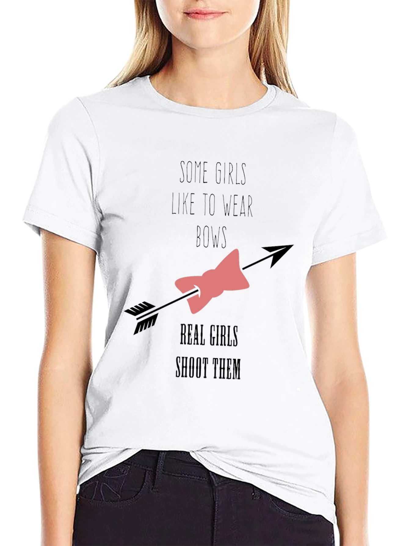 Archer Girls Bow T-Shirt - Black Cotton Tee