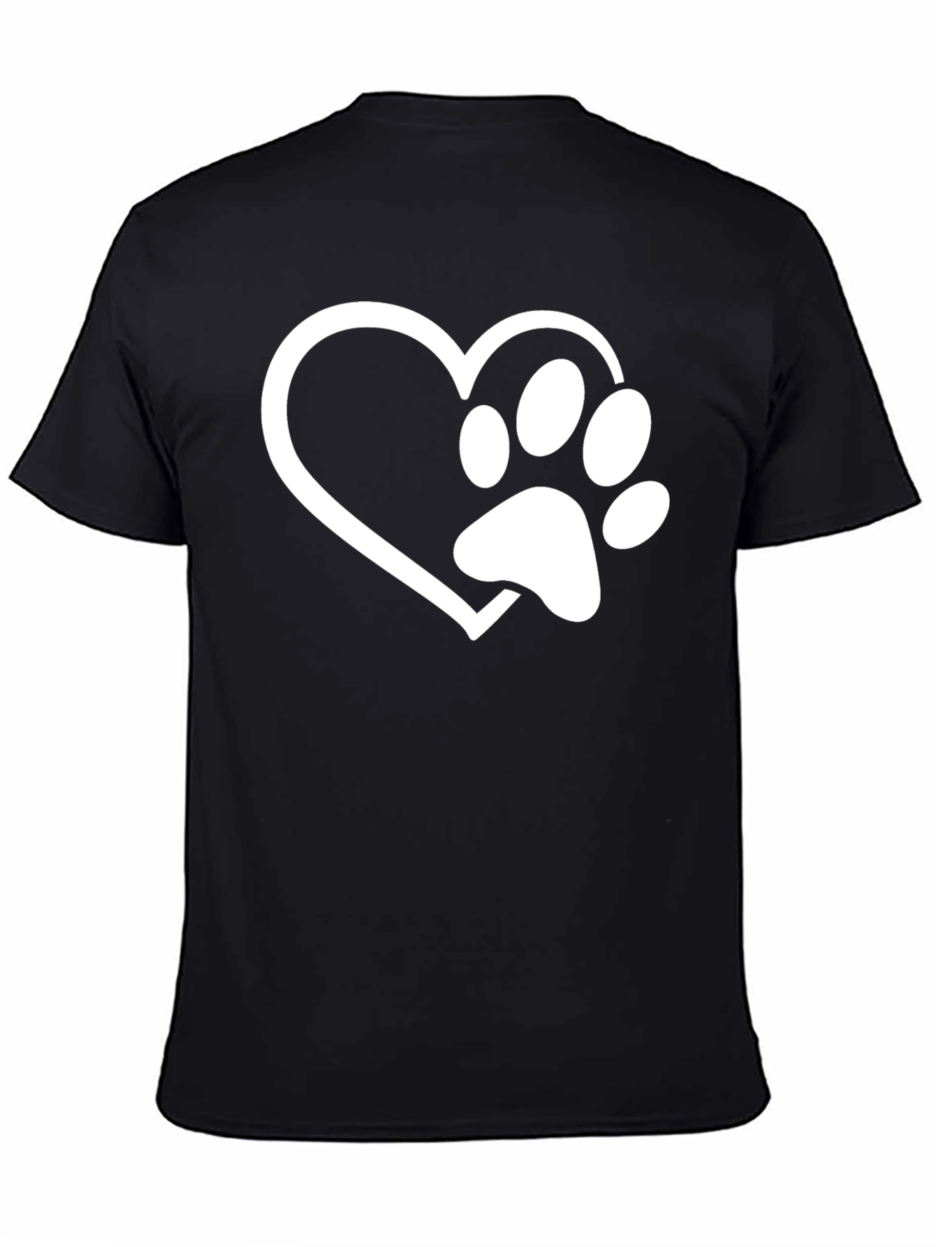Heart Paw Print Black T-Shirt