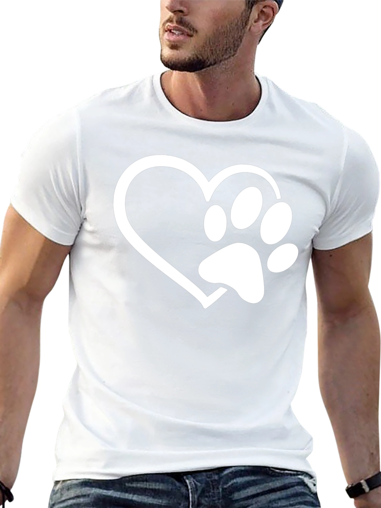 Heart Paw Print Black T-Shirt