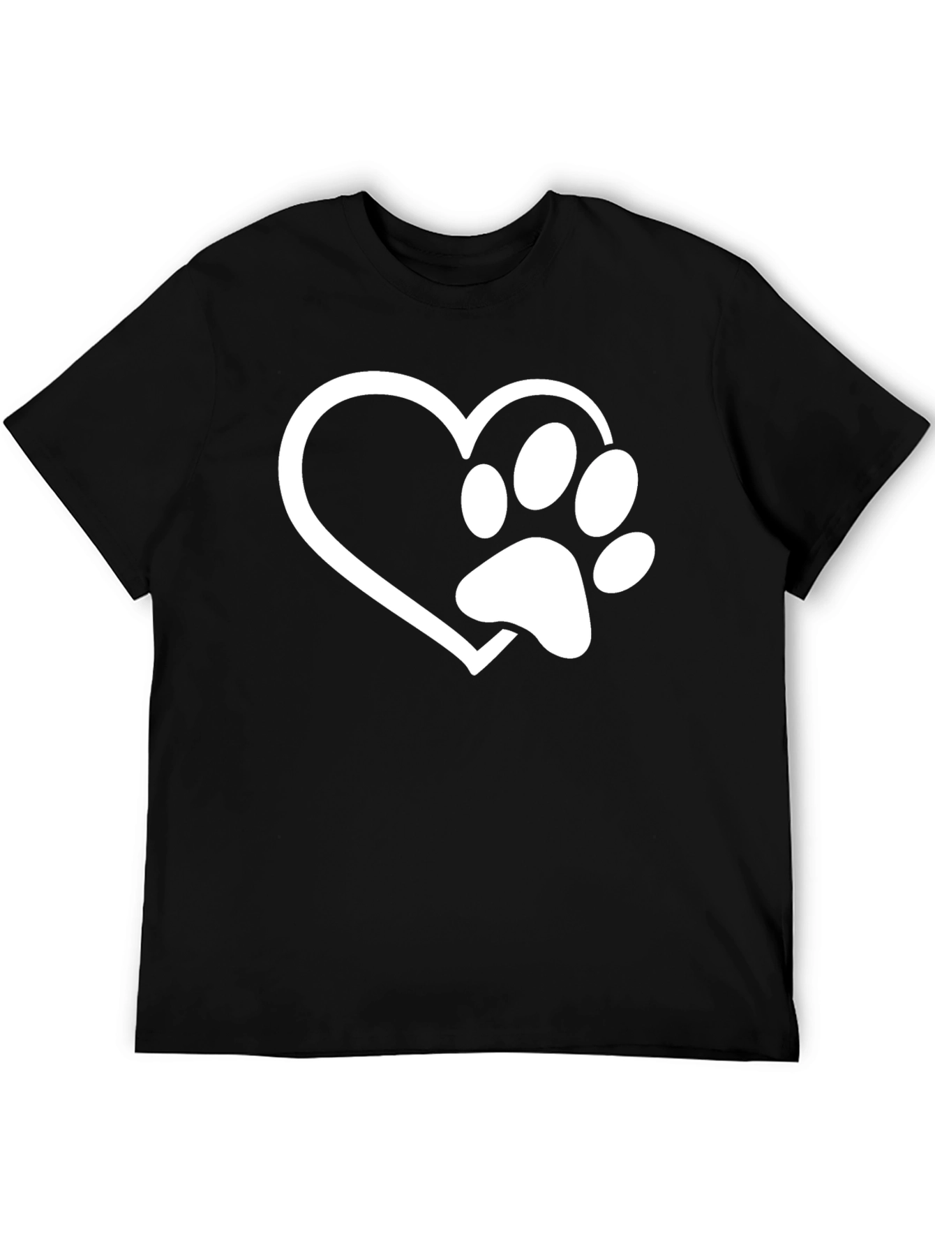 Heart Paw Print Black T-Shirt