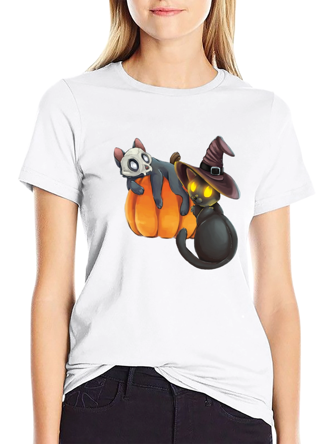 Halloween Cats on Pumpkin T-Shirt