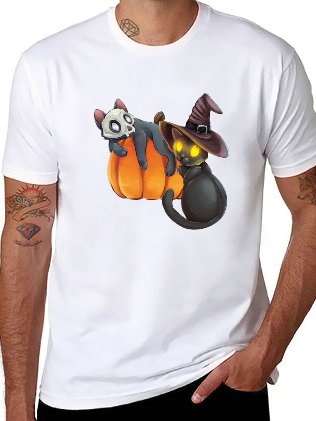 Halloween Cats on Pumpkin T-Shirt
