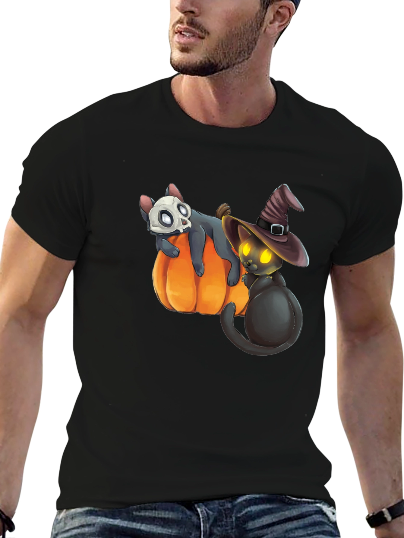 Halloween Cats on Pumpkin T-Shirt