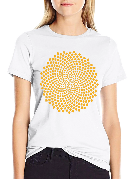 Geometric Sunflower Graphic Tee - Black
