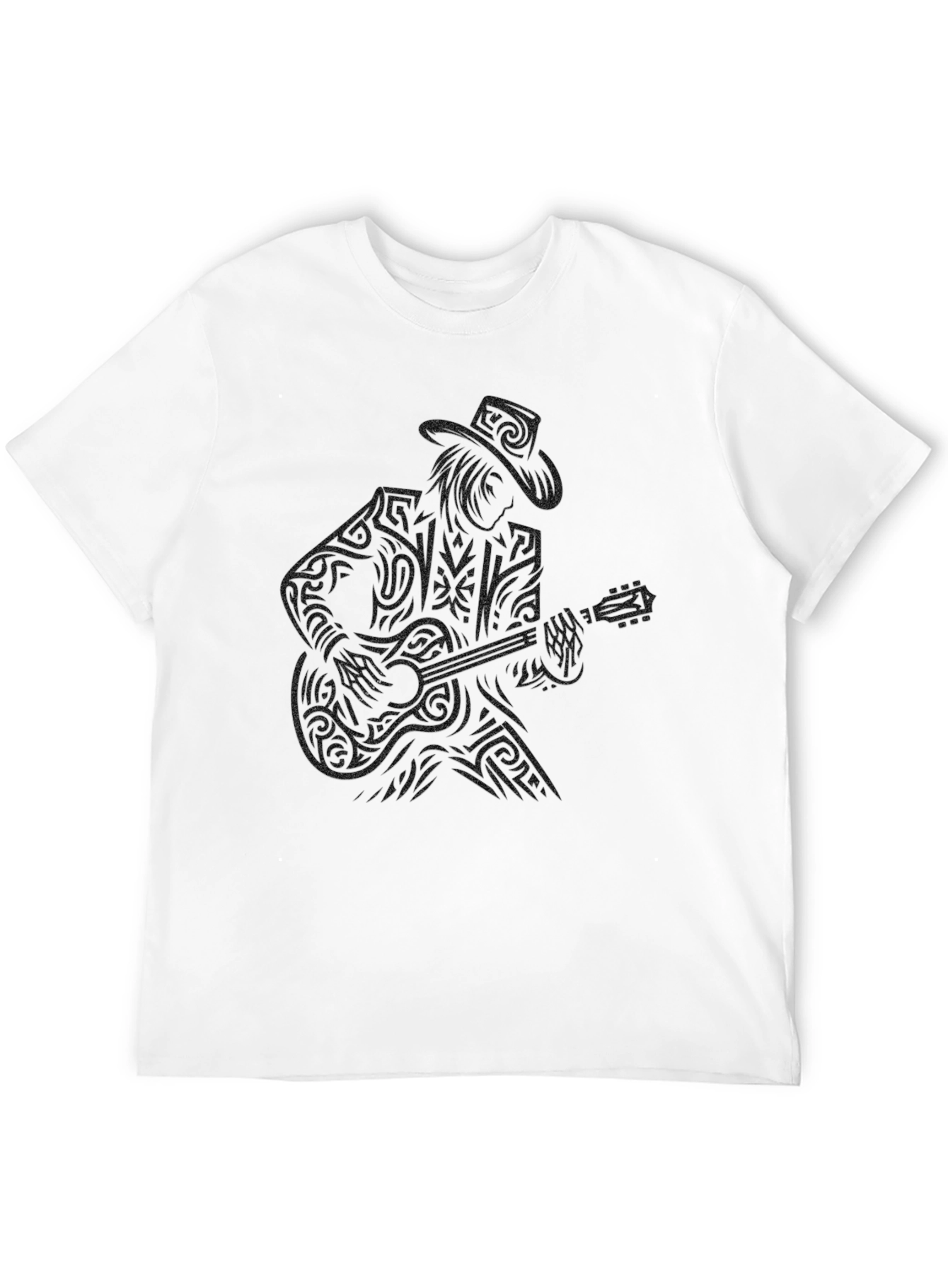Guitar Man Graphic Tee - Black Casual T-Shirt