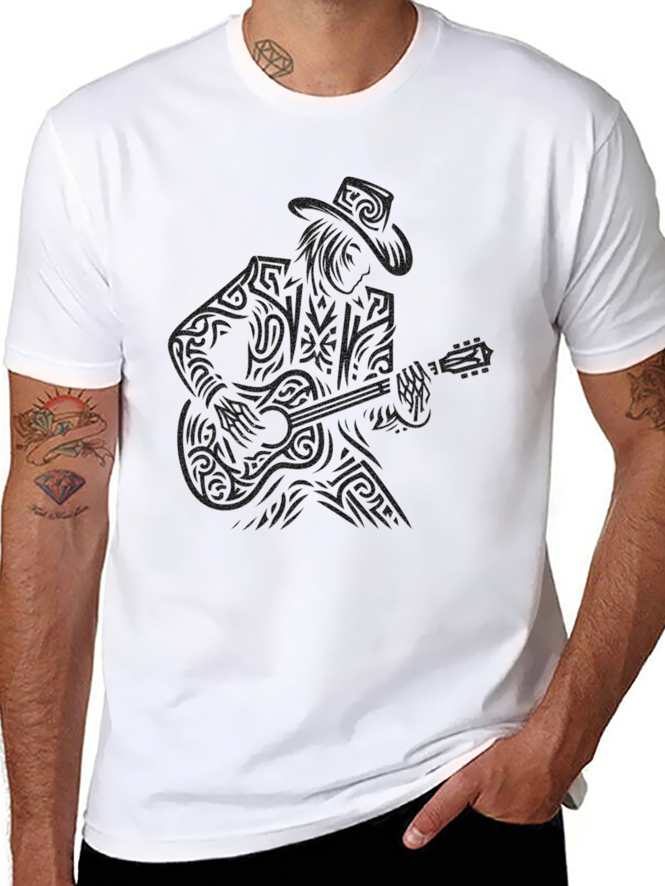 Guitar Man Graphic Tee - Black Casual T-Shirt
