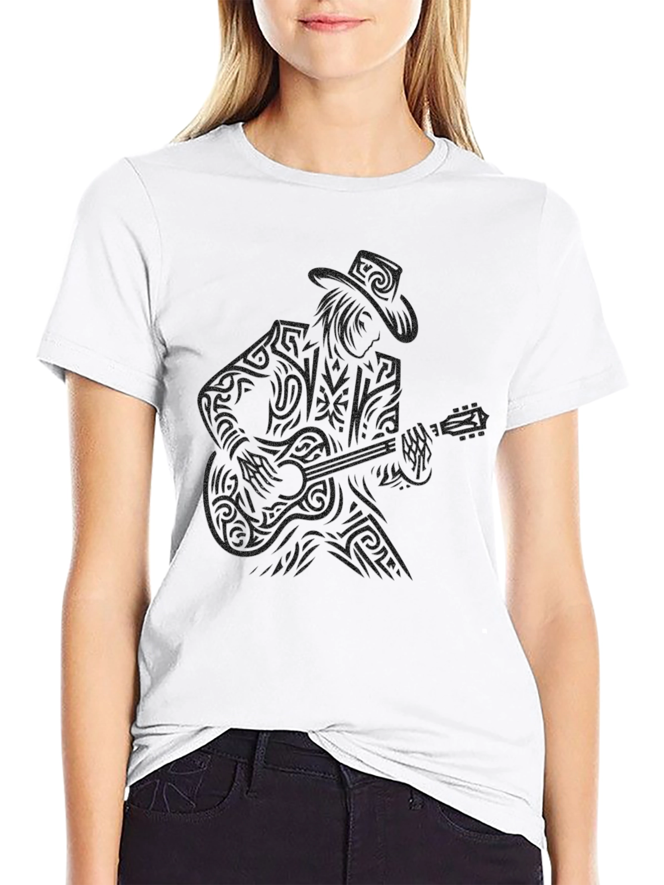 Guitar Man Graphic Tee - Black Casual T-Shirt