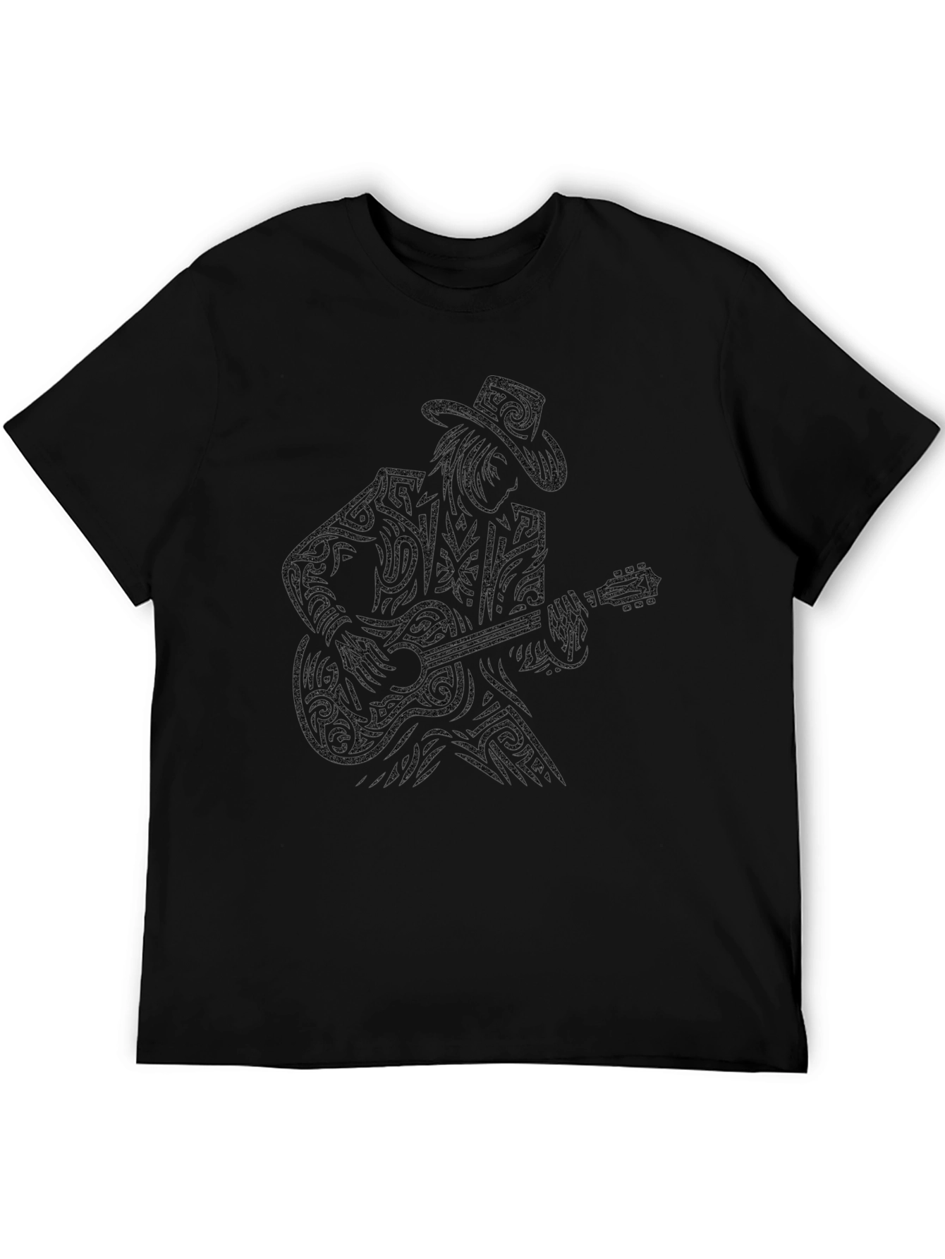 Guitar Man Graphic Tee - Black Casual T-Shirt
