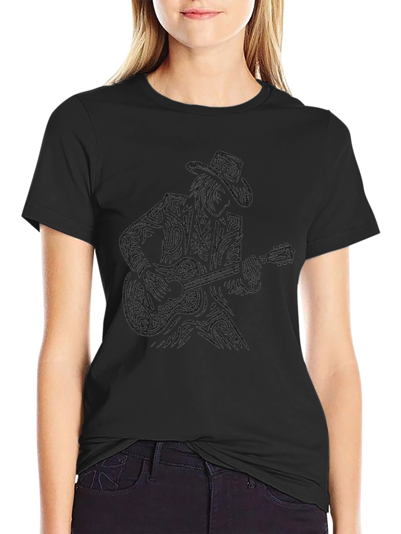 Guitar Man Graphic Tee - Black Casual T-Shirt