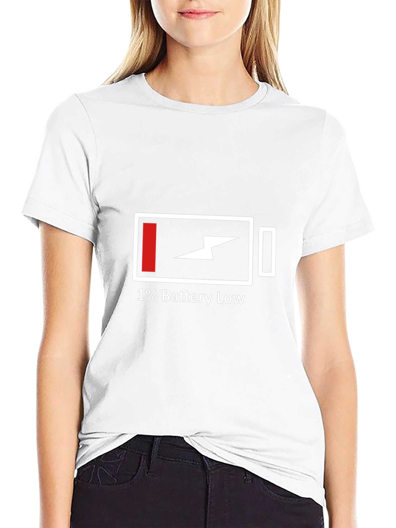 1% Battery Low Funny Graphic Tee