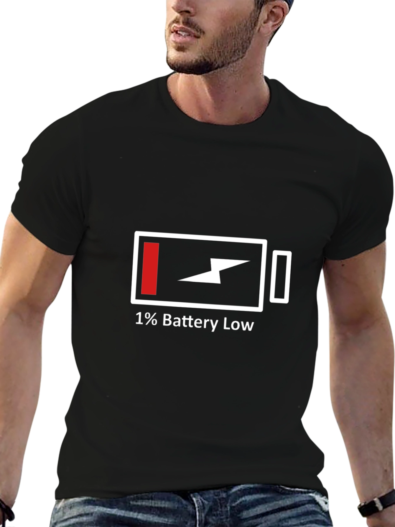 1% Battery Low Funny Graphic Tee