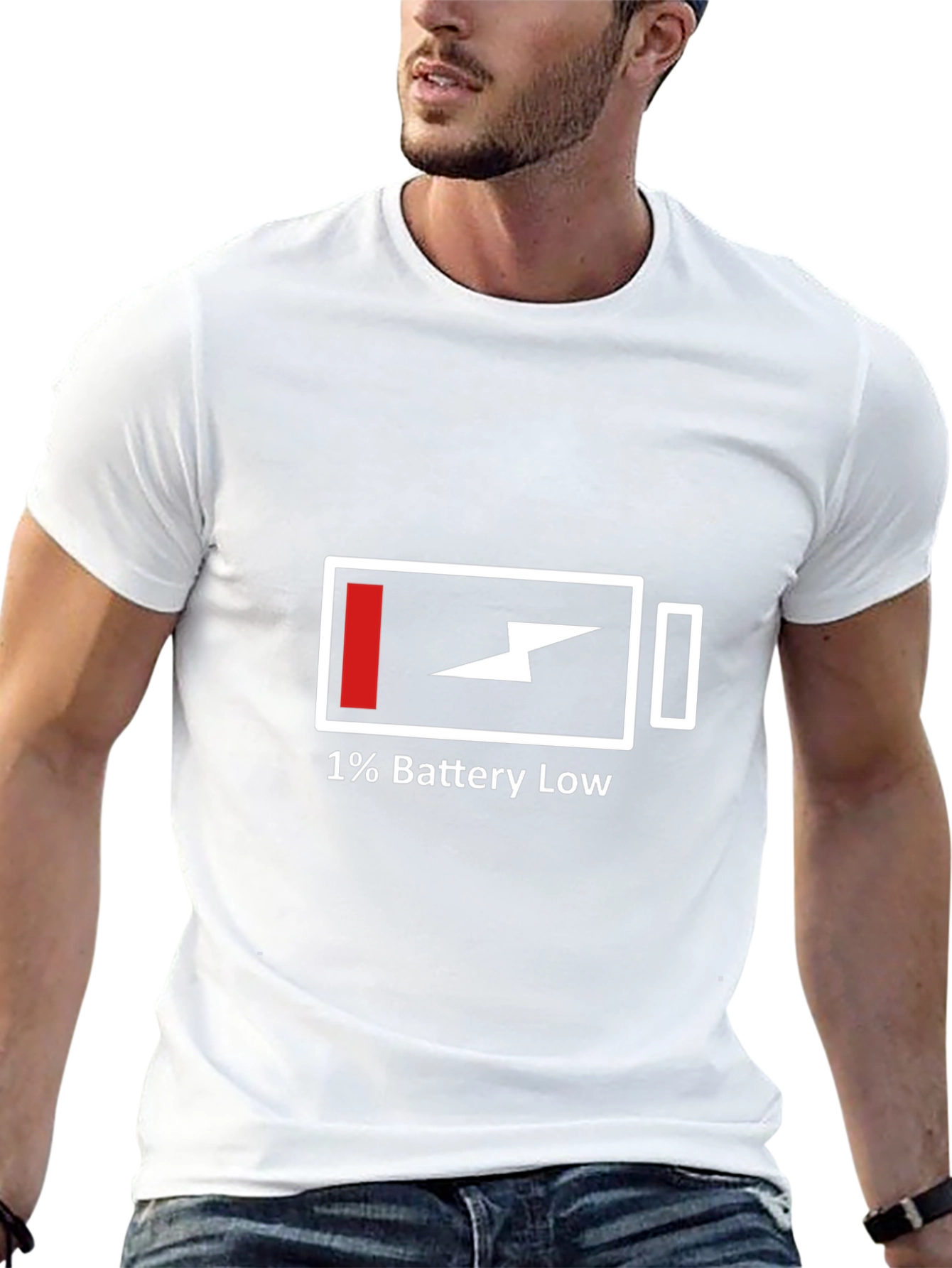 1% Battery Low Funny Graphic Tee