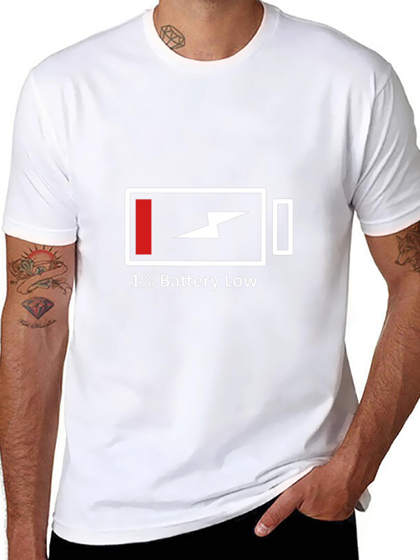 1% Battery Low Funny Graphic Tee
