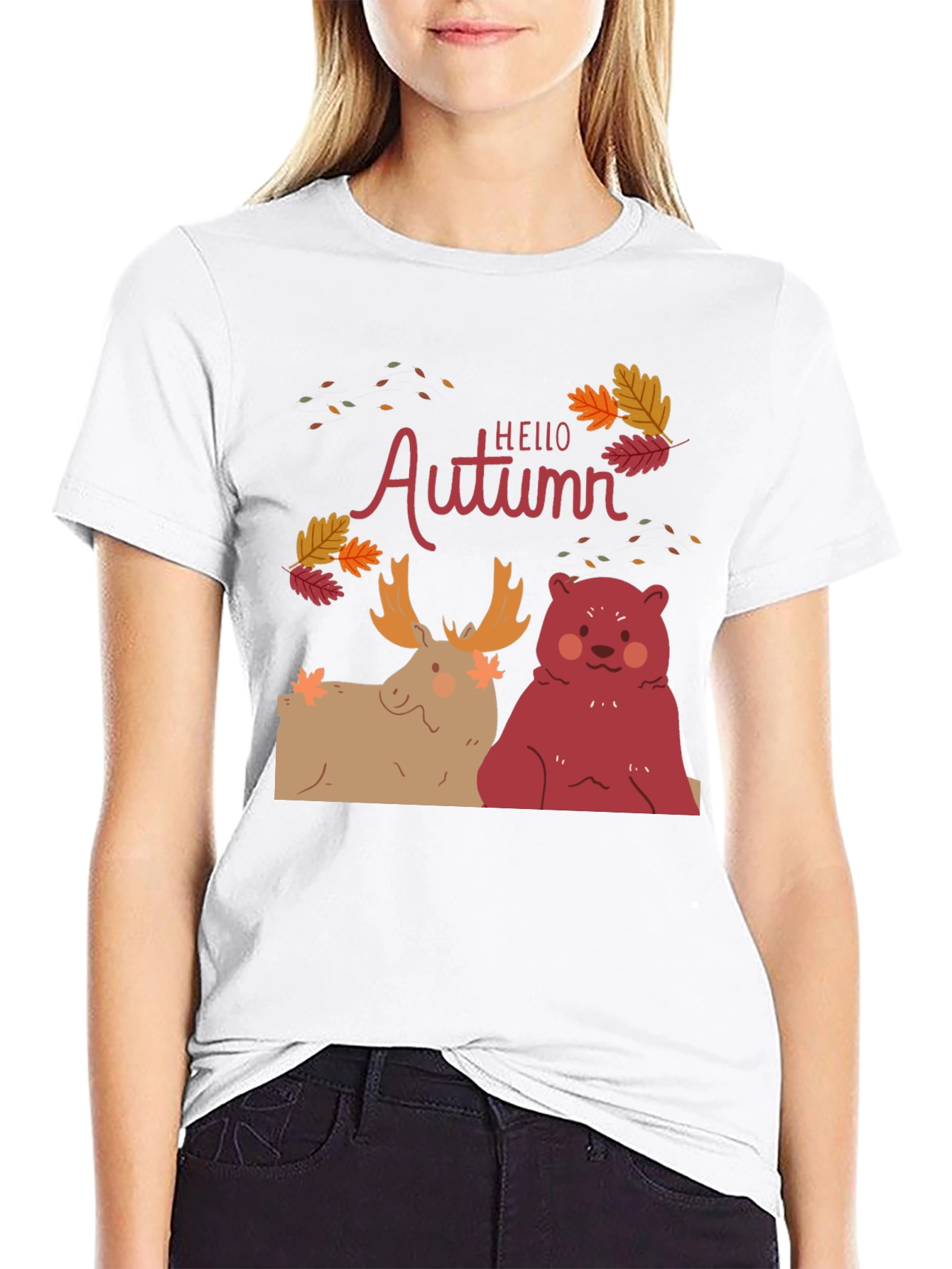 Hello Autumn T-Shirt - Moose and Bear Design