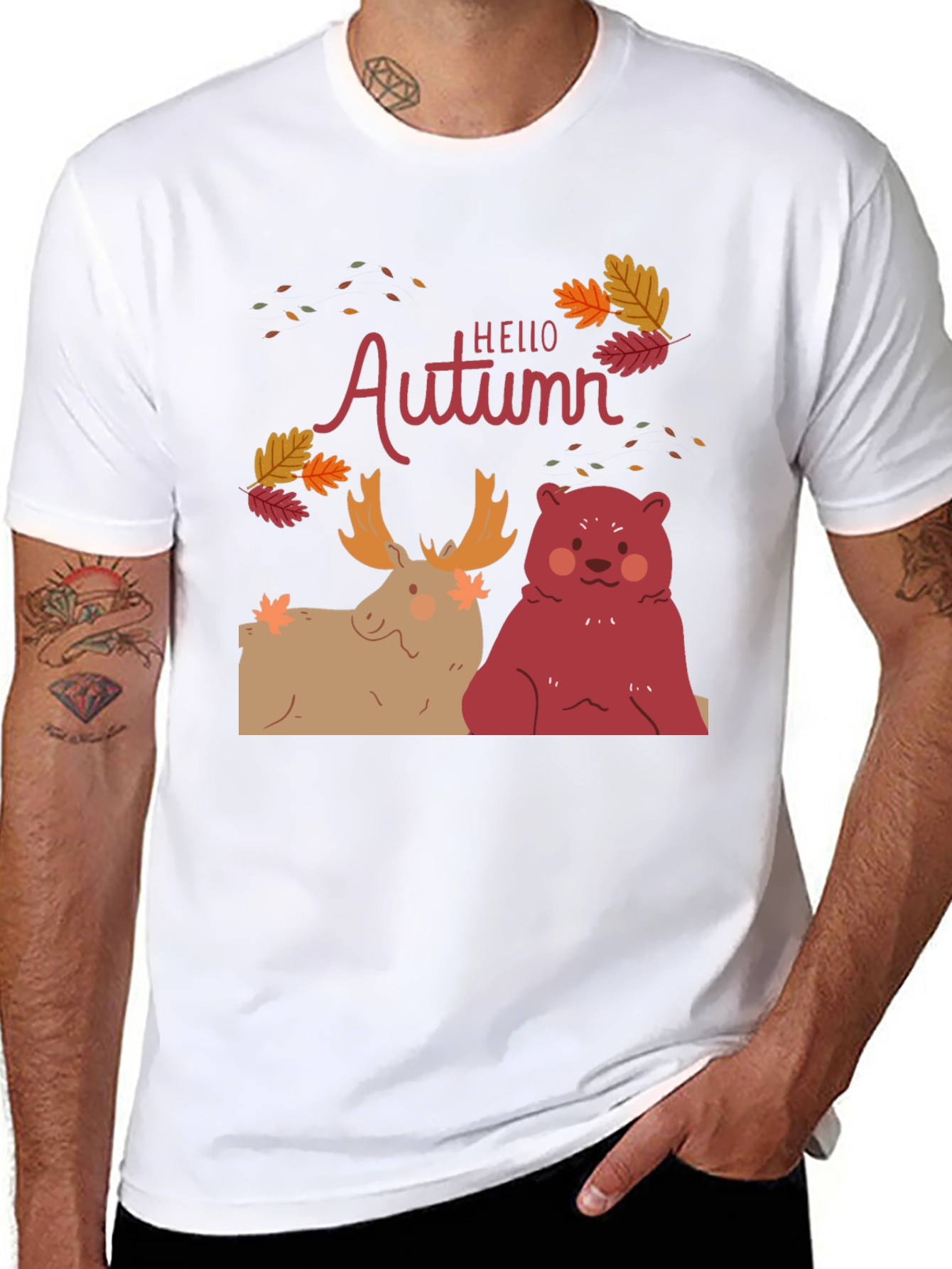 Hello Autumn T-Shirt - Moose and Bear Design