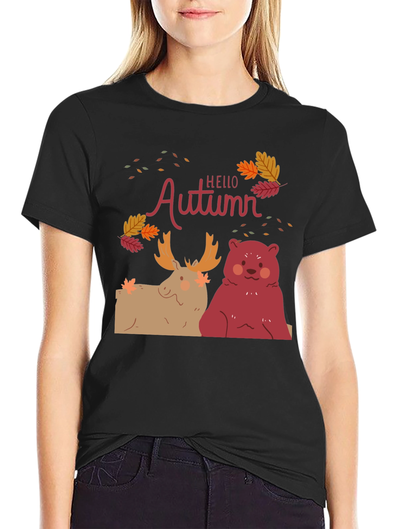 Hello Autumn T-Shirt - Moose and Bear Design