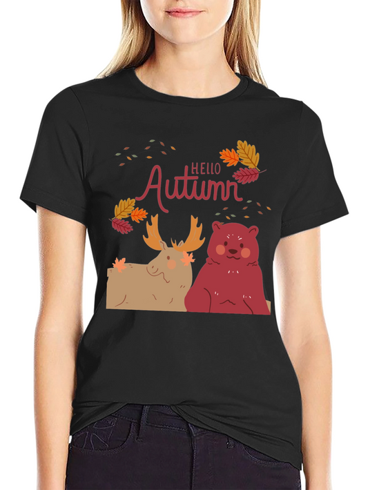 Hello Autumn T-Shirt - Moose and Bear Design