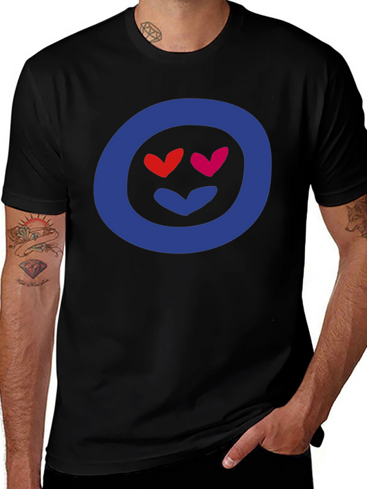 Heart Eyes Emoji Graphic Tee - Black Cotton Blend