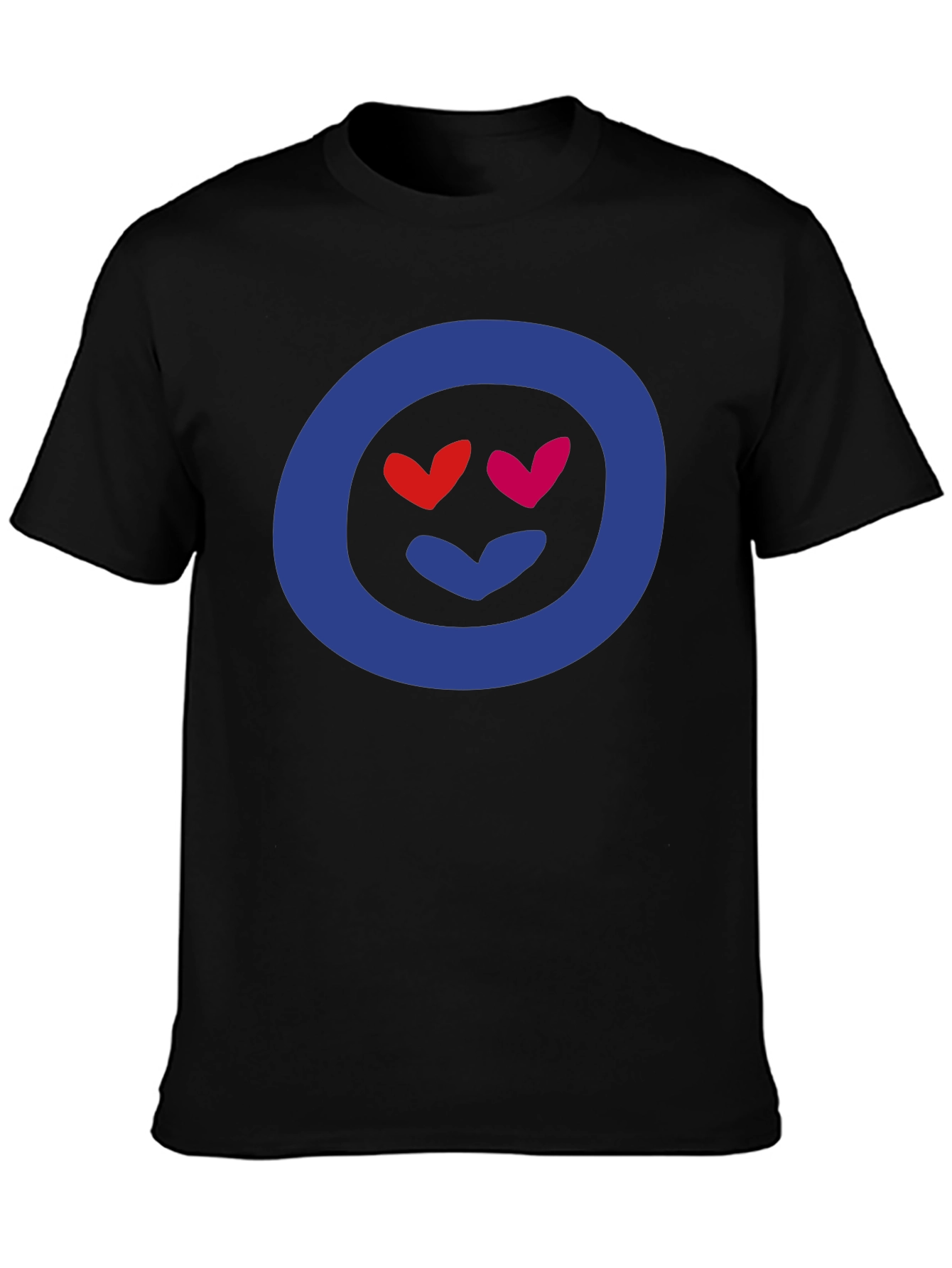 Heart Eyes Emoji Graphic Tee - Black Cotton Blend