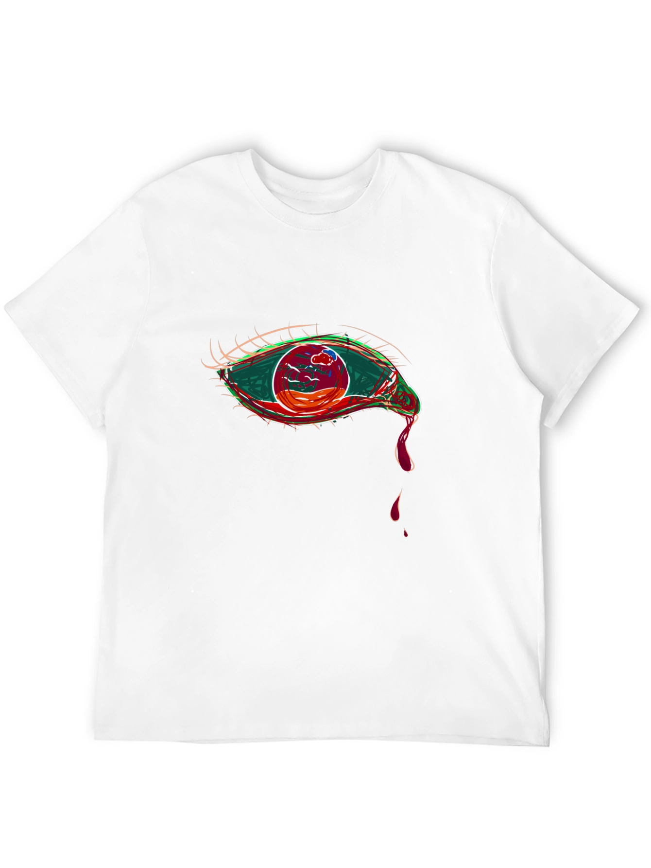 Graphic Tee - Eye Design Black Cotton
