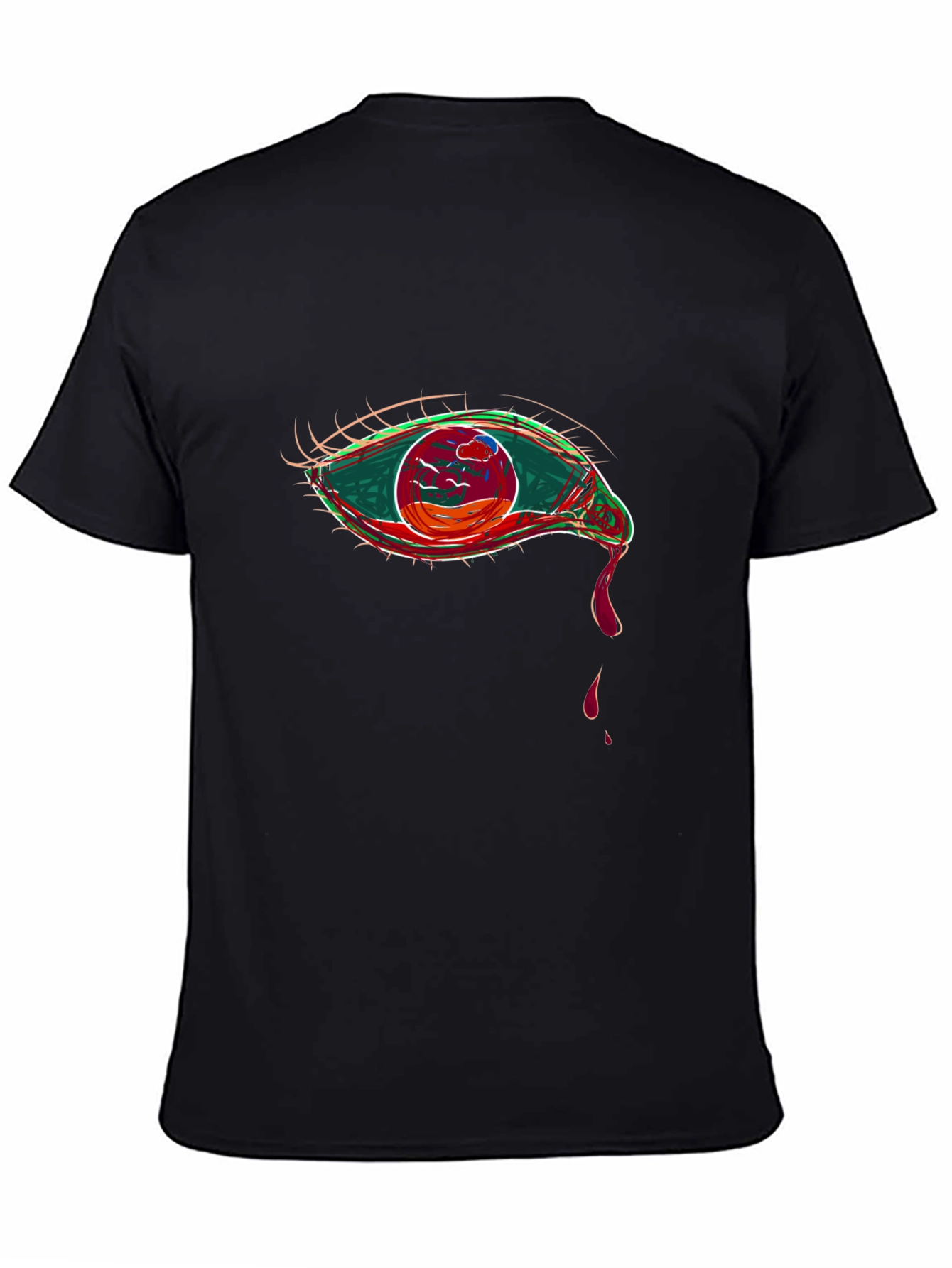 Graphic Tee - Eye Design Black Cotton