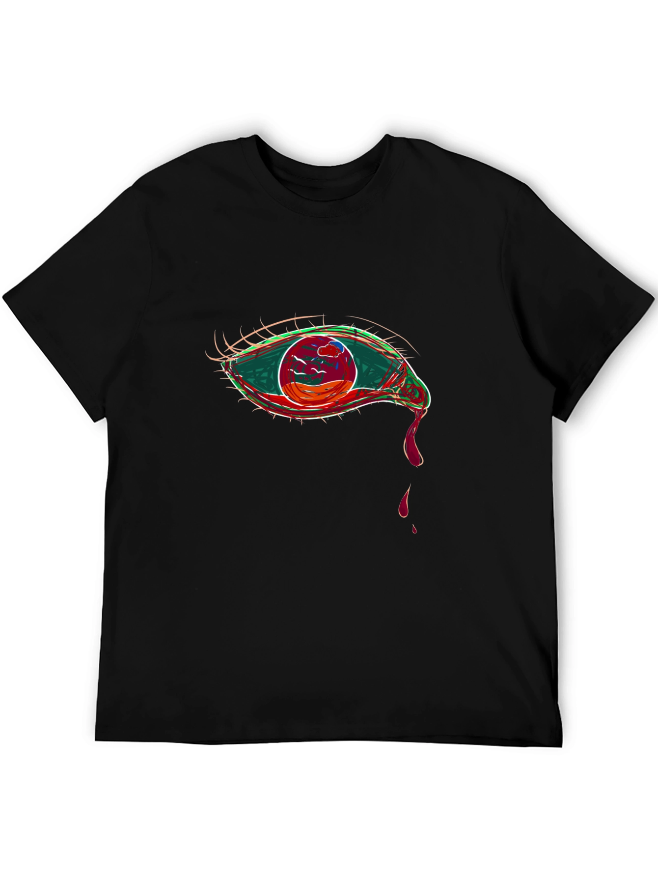 Graphic Tee - Eye Design Black Cotton