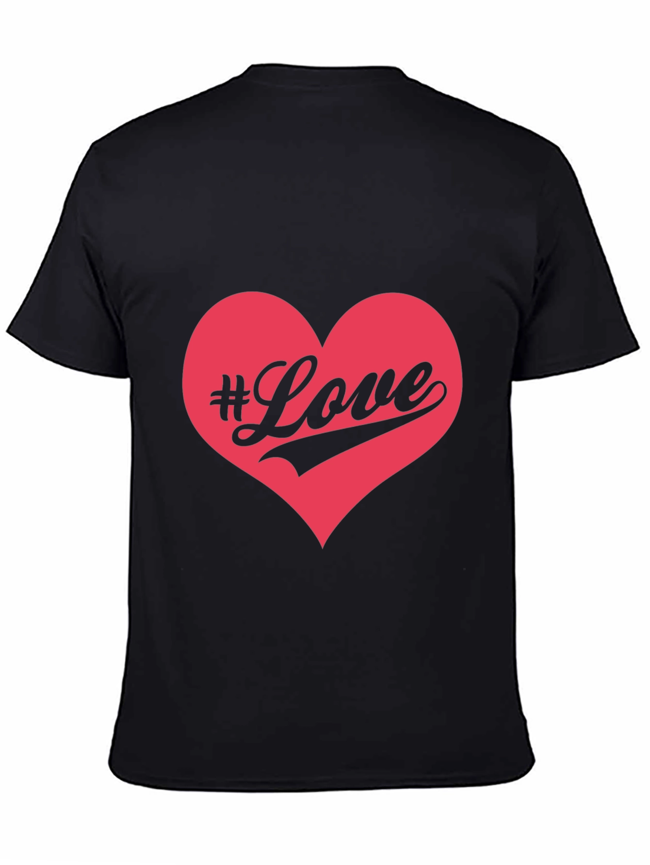 #Love Heart Graphic Black T-Shirt