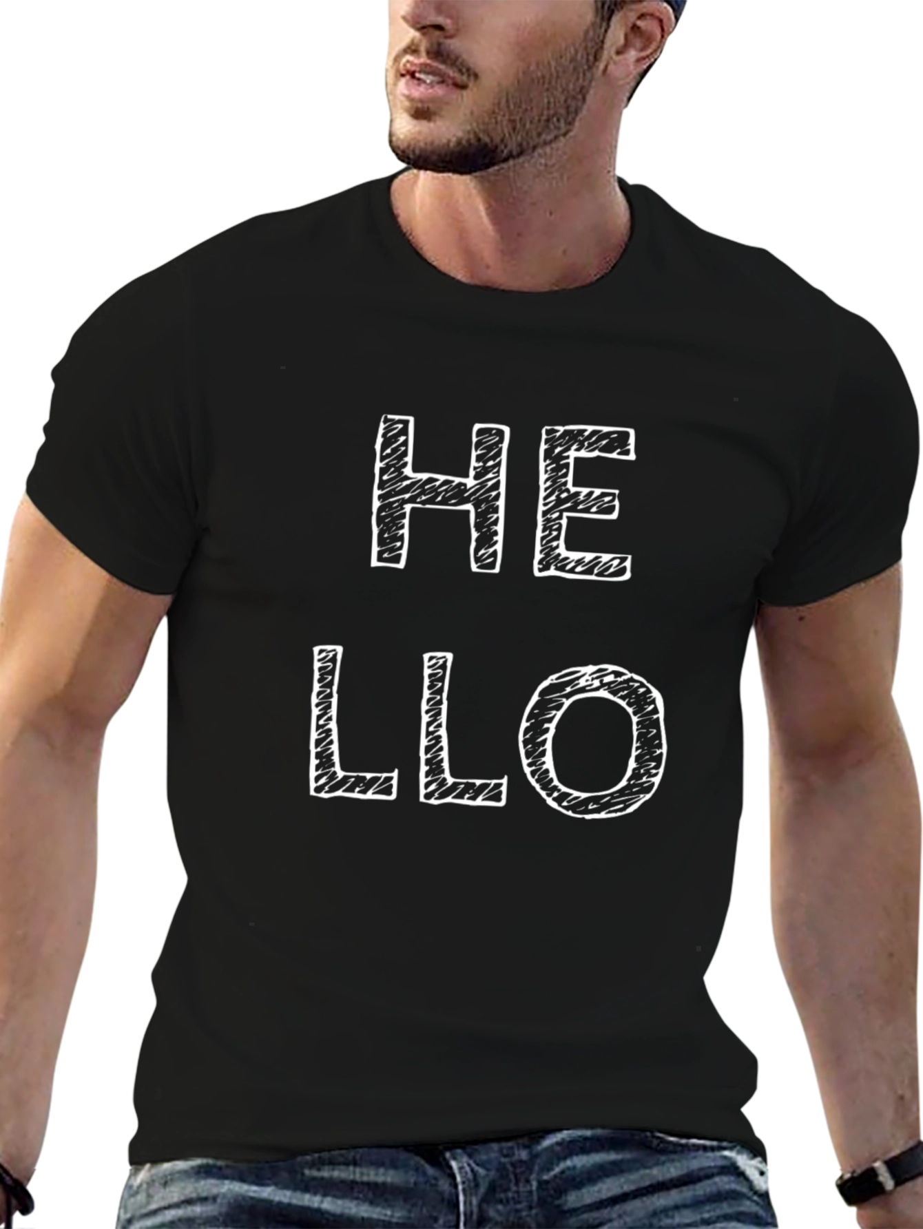 Hello Graphic Tee - Mens Black T-Shirt