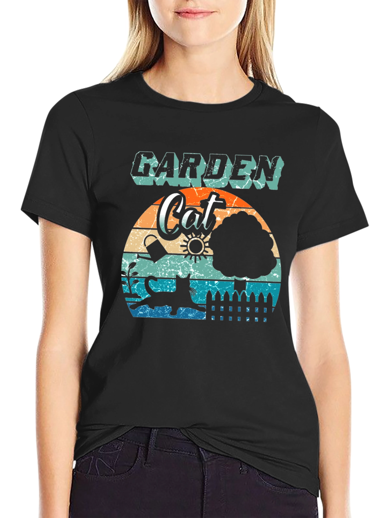 Garden Cat T-Shirt: Retro Style